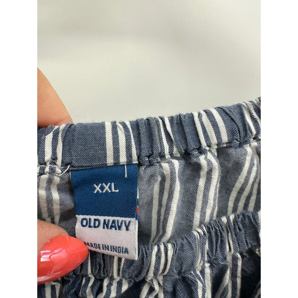 Old‎ Navy Blue Stripe Peasant Top XXL Cottagecore Puff Sleeve Babydoll